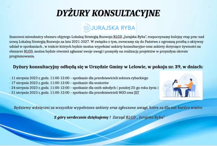 Zdjęcie: Dyżury konsultacyjne RLGD "Jurajska ...