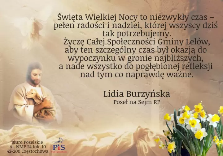 Zdjęcie: Życzenia od Pani Poseł na Sejm RP Lidii ...